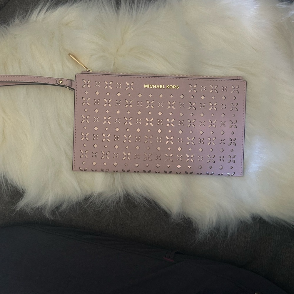 Michael Kors Purple Perforated Wristlet